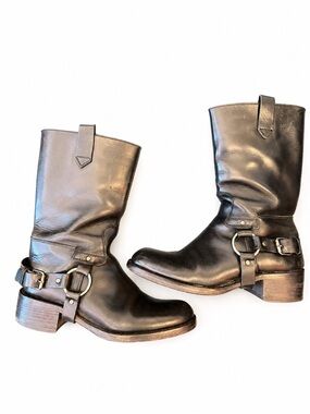 Miu Miu super worn in & edgy Black Leather motorcycle boots
